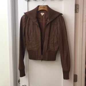 Camel Colored Leather Bomber